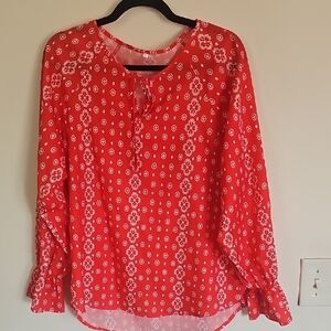 Red Patterned Women's Top